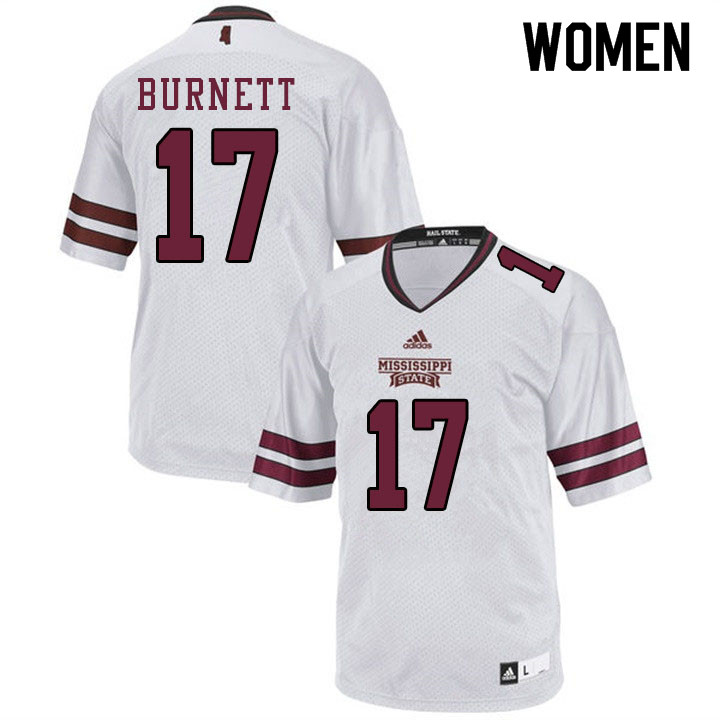 Women #17 Logan Burnett Mississippi State Bulldogs College Football Jerseys Sale-White